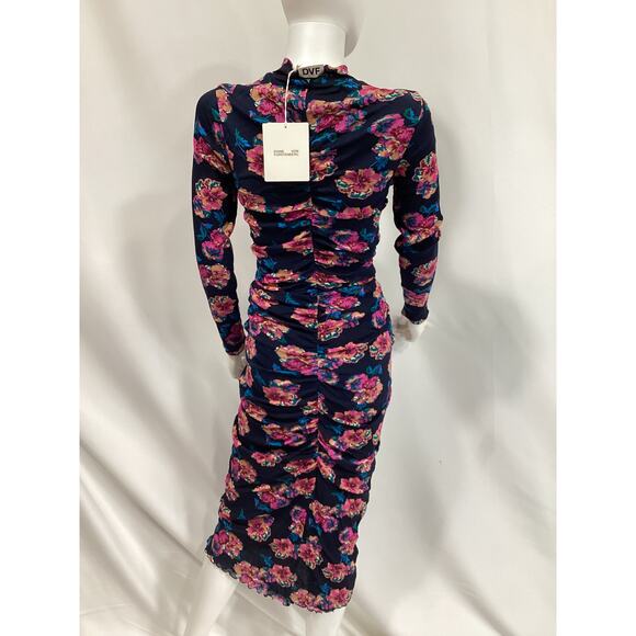 Diane Von Furstenberg 'Verina' Blue Mockneck Reversible Dress Size M - NWT - Picture 3 of 4